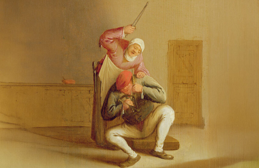 Bartholomeus Molenaer: Eine Frau schlägt ihren Mann, 17. Jahrhundert