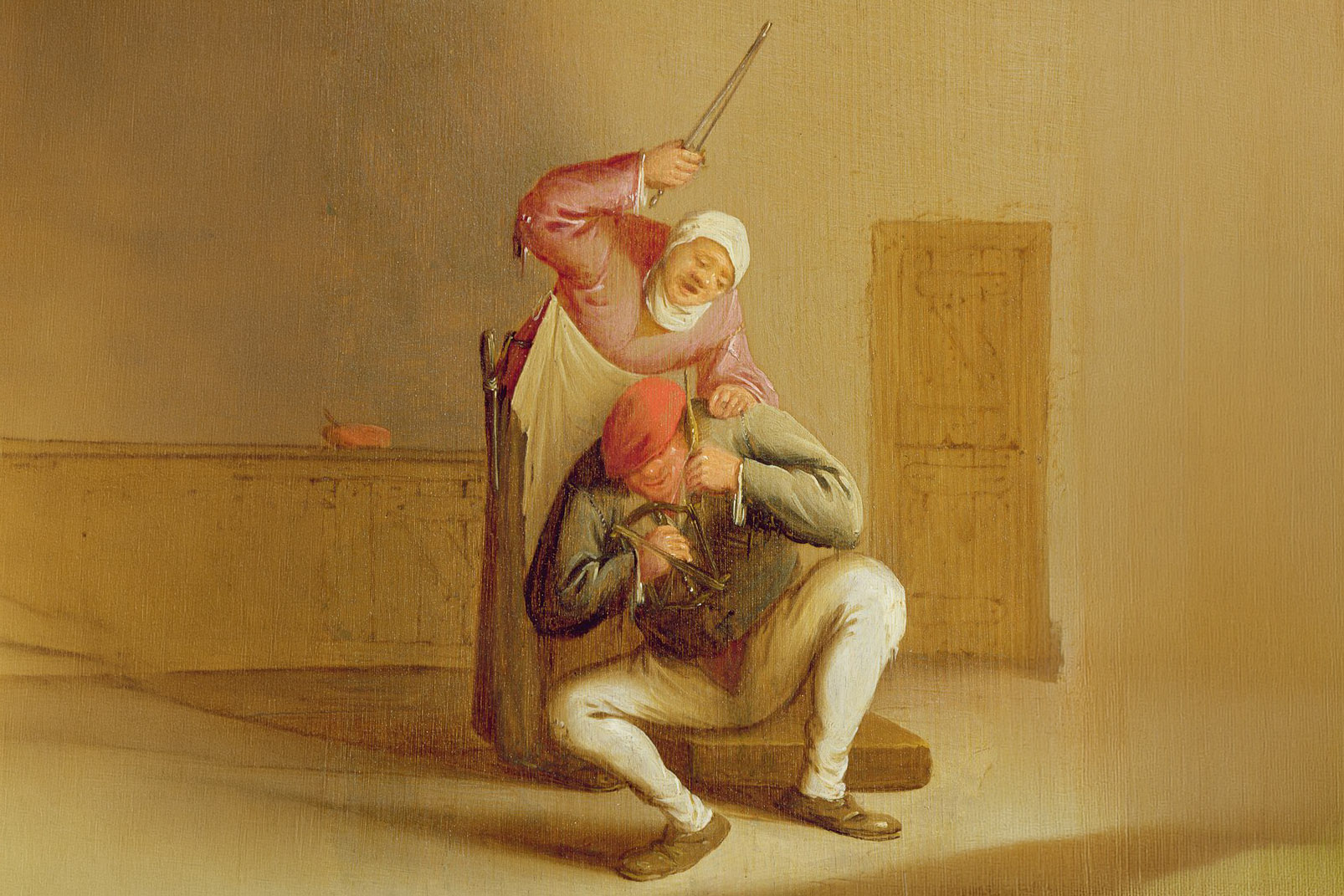 Bartholomeus Molenaer: Eine Frau schlägt ihren Mann, 17. Jahrhundert